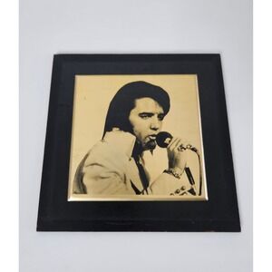VTG Elvis Presley Metal Etched Wall Plaque King of Rock N Roll 70s Memorabilia
